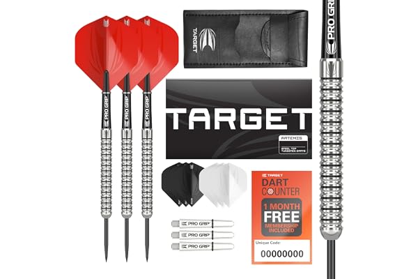 Target Darts Artemis Tungstène Pointe en Acier Fléchettes Set, 21G/22G/23G/24G/25G/26G | Professionnels Accessoires Dart Kit, Pro Grip Arbres, Pro Ultra Vols, Fléchette Portefeuille Inclus