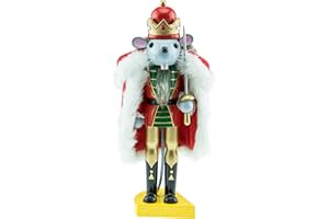 Clever Creations - Traditioneller Nussknacker aus Holz - Mäusekönig mit Käsesockel - Festliche Weihnachtsdeko - perfekt für Regale & Tische - 25,4 cm