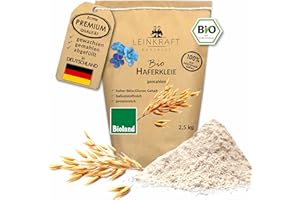 ‎LEINKRAFT BODENSEE Deutsche Bio-Haferkleie gemahlen feines Mehl mit Keim Proteinreich 2500g hoher Ballaststoffgehalt
