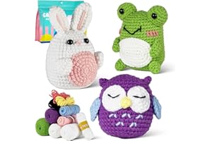 RoseFlower crochet kit principiantes, paquete de 4 plantas en maceta, kits de inicio de crochet con videotutoriales paso a paso, kit de animales de crochet para tejer a mano para adultos