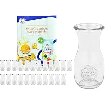 MamboCat Weckgläser Set – 12 Saftflaschen 290 Ml, Backofenfest, Inkl. Rezeptheft