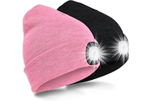 SPGOOD LED Beanie Beleuchtete Mütze mit Licht Laufmütze Herren Damen Kappe Lampe USB Nachladbare Mütze Winter Warm Stirnlampe mit LED Licht für Jogger,Camping,Laufen