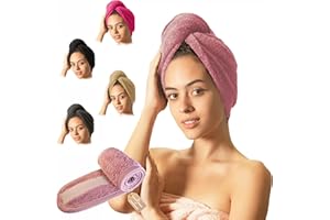 ‎MYBALANCE BODY & MIND MyBalance Body & Mind Haarturban Turban Damen mit Knopf (2er Set) Haarturban Baumwolle für Kopf und Lange Haare Turban Handtuch mit Knopf + Gratis Haarband Kosmetik