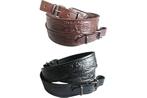 Ganwear® Hirsch Design Schwarzbrauner Ledergewehrriemen Schrotflinte Luftgewehr Gurt Jagdschießen