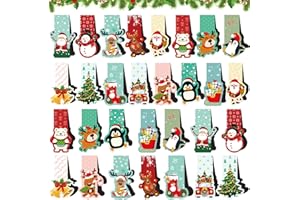 Shinybox Marcadores de Libros Magnéticos, 30 Piezas, Magnéticos de Navidad, Marcadores de Libros de Lectura con Reno Muñeco de Nieve Santa para Estudiantes Oficina Lectura