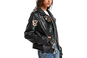 BELLIVERA Veste en faux cuir pour femmes - Manteau Moto Bike