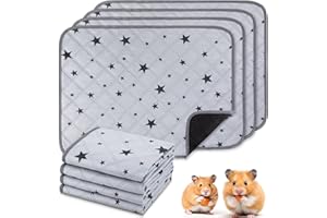 BEUEYFR 4 Pack Guinea Pig Cage Liners Guinea Pig Bedding Reusable Guinea Pig Pee Pad Washable Guinea Pig Mats Guinea Pig Accessories with Star Patterns-24x18inch