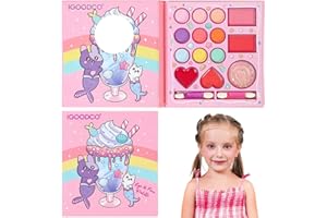 HISUNBEN Set di trucchi per ragazze, giocattoli per il trucco per bambini, atossici, con 3 pennelli lavabili,C'è uno specchio, spettacoli teatrali,Halloween (14 colori)