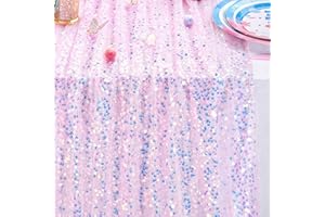 LUPATDY Tischläufer 63X300CM, Dekorative Tischbänder & Servietten, Meerjungfrau Pailletten Deko, Tischläufer Papier für Party Deko,Taufe, Kommunion, Konfirmation Hochzeit Deko,Rosa