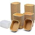 650ml Kraft Food Containers with PP Lids Rectangular Takeaway Box, Kraft Paper Salad Box, Take Out Salad Box, Oil and Water Resistant, for Takeaway, Fitness Lunch, Salad (650ml, case of 200)