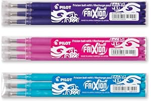 PILOT Lot de 3 sets de recharges pour Frixion 0,7 Violet, Rose et Turquoise