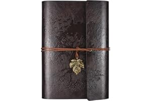 OMEYA Diario in Pelle Vintage, Taccuino Diario Di Viaggio, Diario Segreto, Diario per Scrivere Pensier, Idee Regalo Amica Regalo Donna, A5 23,4 x 16,5 cm (caffè)