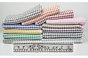 Musbury Pack of 6 Tunstead Farm Estate Animal Collection 100% Cotton Terry Tea Towels - Blue