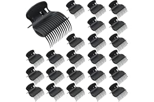 YANCLIFE 24 Pack Hot Roller Clips, Plastic Hair Curler Claw Clip Replacement Roller Clips Safety & Heat Lightweight Resistance Heated Clip for Small, Medium, Large Girls Hair Section Styling (Black)