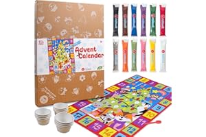 Sabbiarelli Sand-it For Fun - Sandpainting Set Calendario dell’Avvento, Kit Creativo di Sand Art per Bambini 5+: 1 Maxi Poster Adesivo A3, 12 Buste Grandi di Sabbia, 12 Vaschette, Lavoretti Natale