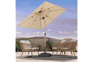 PURPLE LEAF Parasol de Jardin Extérieur Inclinable, Carré 2 m en Aluminium, Parasol Balcon en Teck Anti-Vent et Anti-UPF, pour Plage, Terrasse, Patio, Beige
