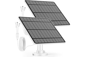 WEINSAMKEIT 5W Pannello Solare per Telecamera Sorveglianza Esterna, Compatibile con Fotocamera Eufy Cam, 2C/2C Pro, 2/2Pro, E20/E40, Include Interfacce USB-C, Micro e DC, Cavo da 3M, Impermeabile IP65(2 Pack)
