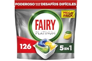 Fairy Platinum Limón, Cápsulas De Lavavajillas Todo En Uno, 126 Cápsulas, Para Los Restos Más Difíciles, Limpia Incluso La Grasa De Los Filtros, El embalaje puede variar
