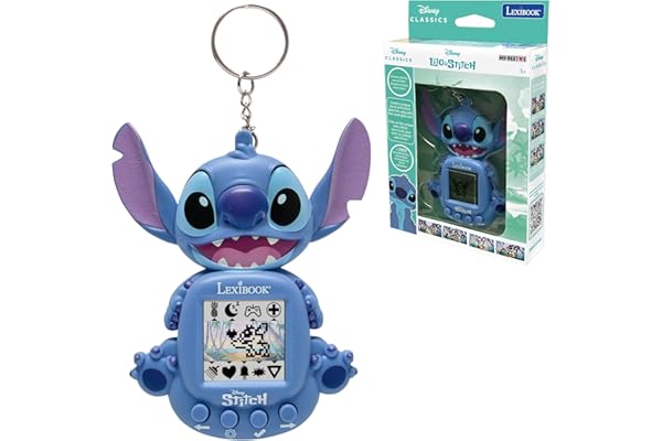 Lexibook, Disney Stitch, My Best-e, Console de Jeux Portable, Compagnon interactif et éducatif pour Enfants, 8 catégories de Jeux, Écran colorisé, Bleu, JLMB10D