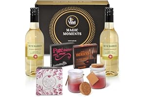 VALELI Regalo original dia de la madre, abuela, hermana, mejor amiga. Caja delicatessen pates y vino blanco para regalar(Blanco)