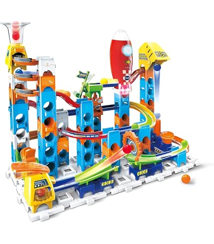 VTech Marble Rush Free Fall - Ensemble Construction Vertical 93 Pièces Avec 10 Marbres Pour Enfants Dès 6 Ans