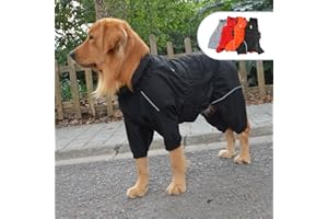 LOVELONGLONG Dogs Waterproof Jacket, Lightweight Waterproof Jacket Reflective Safety Dog Raincoat Windproof Snow-proof Dog Vest for Small Medium Large Dogs Black XXL