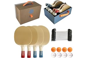 ‎HEINSA heinsa Tischtennisschläger Box mit 4 Tischtennisschlägern in Blau und Rot, 8 Tischtennisbällen, 1 Tischtennisnetz und Innovative Tragebox Familien!
