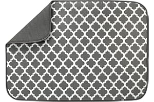 S&T INC. T & S 449301 Extra Large Dish Drying Mat, 100% Polyester, Pewter Gray Trellis