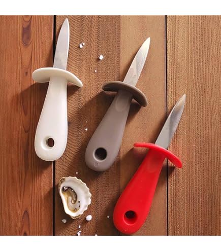 Coltello Professionale Per Aprire Cozze, Manico Rosso, Lama In Acciaio Inox 516i, Made In Italy, Lunghezza 12 Cm