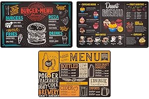 MOORG Set Tovagliette Americane Lavabili Vintage in Plastica 44x28 cm, Tovagliette Colazione Americana Fantasia in PVC (Set da 3 menu)