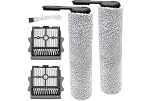 DIANSUNG Parti di ricambio per Tineco Floor One Stretch S6/SWITCH S6/S6 stretch lite/S7 Stretch Ultra/S9 Artist /i6 Stretch/i5 Stretch aspirapolvere per liquidi e asciutti,accessori 2 Rulli spazzole+2 Filtri