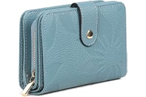 GAEKEAO Ladies Leather Purse RFID Blocking Women's Wallet Bifold Ladies Credit Card Wallet with Zip Around Coins Section Real Leather Purse