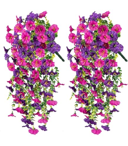 2 Pezzi Fiori Finti Glicine 85cm - Decorazione Viola Per Esterni E Interni - Foto 4