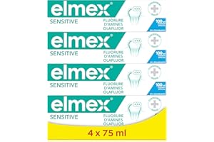 ELMEX - Dentifrice Elmex Sensitive Original 0 % Colorants - Dents Sensibles, Gencives Douloureuses, Protection de l'Email - lot de 4X75 ml