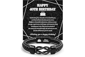 VU100 13th 18th 21st 30th 40th 50th 60th Birthday Gifts for Men Boys, Leather Bracelet Birthday Gifts for Dad Son Stepdad Husband Uncle Brother