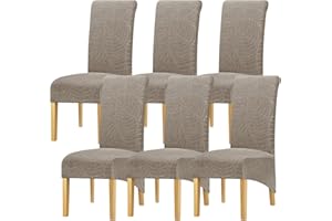 Leorate Large Size Dining Room Hotel Fleece Fabric Stretch Chair Cover Pack 2 4 Pack of 6 (1 Camel, pack of 6)