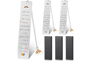 Dianelhall Kindergarten Abschiedsgeschenk Erzieherin Lesezeichen Danke Lesezeichen mit Regenbogen Anhänger Edelstahl Lesezeichen mit Geschenkbox Dankeschön Geschenke für Lehrer Abschluss (3 Sets)
