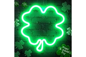 SILOM St. Patrick's Day Lights Clover Decoration Lights, LED Four Leaf Clover Window Lights USB Powered Green Irish Shamrock LED Neon Signs for Windows Wall Bedroom Indoor Outdoor (Four Leaf)