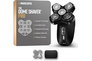 MANSCAPED REFINING THE GENTLEMAN MANSCAPED® The Dome Shaver™ PRO Head Shaver for Bald Men – Five Rotary Blade Design with SkinSafe® & FlexAdjust Technology, Waterproof, USB-C & Wireless Charging Compatible with Travel Lock