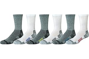 Amazon Essentials Calcetines Deportivos de Algodón de Alto Rendimiento para Controlar la Humedad, Transpirables Hombre, 6 Pares