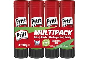 ‎PRITT Pritt Klebestift, sicherer und kinderfreundlicher Bastelkleber für Kunst und Bastelarbeiten, starker Kleber für Schule & Bürobedarf, 4x22g Pritt Stift