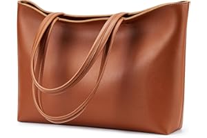 KALIDI Bolso de mano grande para mujer, de piel sintética, impermeable, con cremallera, para trabajo, viajes, compras, escuela