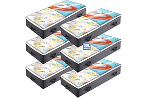 TAVADA 6 sztuk Pojemniki Do Przechowywania Pod Łóżko, 90L Duża Pojemność Torby Do Przechowywania Koców Ze Wzmocnionym Uchwytem, Kołdry, Prześcieradła, Ubrania, Szary