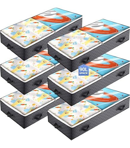 3 Boîtes Rangement Sous Lit GTDOOCE - Organisation Textile 60x45x15cm Avec Fenêtre Transparente