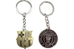 ADARPA Pack 2 Llavero Barsa + I. Miami | Llaveros metálicos para aficionado del Barça y del fútbol | Llaveros de Metal, Ligeros, Elegantes y Robustos