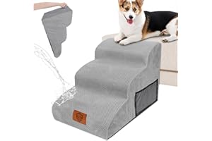 Zvonema Schody dla psa 3 stopnie, schody dla zwierząt wysokość 40 cm z gąbki, przenośne stopnie dla psów i kotów, antypoślizgowe i zmywalne, odporne na obrażenia, szare