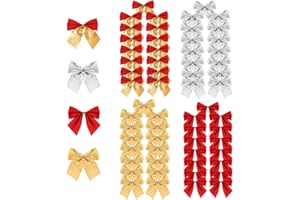Hongyans 80 Piezas Mini Lazos de Navidad Lazos para Árbol de Corona de Navidad Moños de Regalo Bowknot para Envoltorio de Regalo de Cumpleaños Bodas de Navidad
