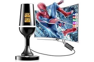 DGUPSP Antenna TV Interna Digitale,260+km Massima Copertura HDTV, Base Magnetica, Ricezione 360° per Tutti i Modelli TV (DVB-T/T2/TDT)