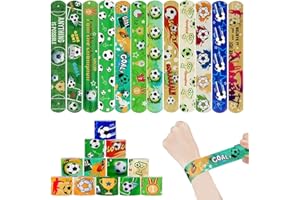 POPOYU 24Pcs Football Slap Bands Football Slap Bracelets Wristbands, Football Snap Bands Wristband Toys for Kids Boys Football Party Bag Fillers Classroom Prizes Party Favors Birthday Gift