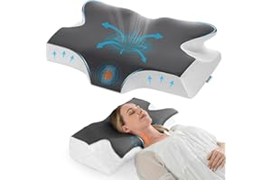 ‎ELVIROS Elviros Orthopädisches Kissen Memory Foam, Ergonomisches Nackenkissen Kopfkissen für Seitenschläfer,Nackenstützkissen Kühlender Abnehmbarem Kissenbezug für Rücken und Bauchschläfer